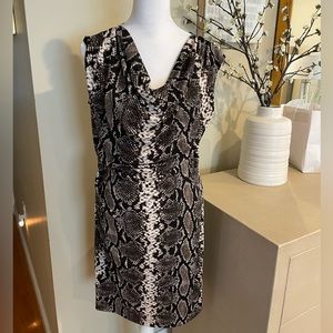 Sexy Jones New York Snakeskin Print Cowl Neck Dress Size PM